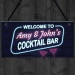 Novelty Cocktail Bar Sign NEON EFFECT Personalised Home Bar
