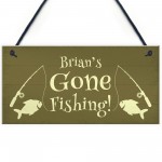 Shabby Chic Gone Fishing Sign PERSONALISED Fishing Gift For Dad