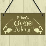 Shabby Chic Gone Fishing Sign PERSONALISED Fishing Gift For Dad