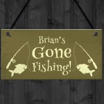 Shabby Chic Gone Fishing Sign PERSONALISED Fishing Gift For Dad