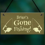 Shabby Chic Gone Fishing Sign PERSONALISED Fishing Gift For Dad