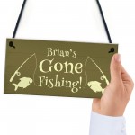 Shabby Chic Gone Fishing Sign PERSONALISED Fishing Gift For Dad