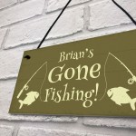 Shabby Chic Gone Fishing Sign PERSONALISED Fishing Gift For Dad