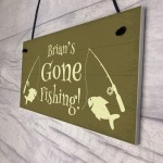 Shabby Chic Gone Fishing Sign PERSONALISED Fishing Gift For Dad