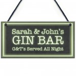 Personalised Gin Bar Hanging Sign Novelty Home Bar Decor Gifts
