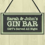 Personalised Gin Bar Hanging Sign Novelty Home Bar Decor Gifts