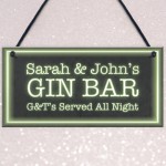 Personalised Gin Bar Hanging Sign Novelty Home Bar Decor Gifts