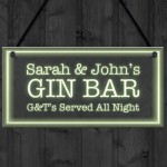 Personalised Gin Bar Hanging Sign Novelty Home Bar Decor Gifts
