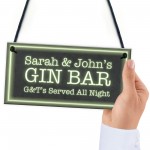 Personalised Gin Bar Hanging Sign Novelty Home Bar Decor Gifts