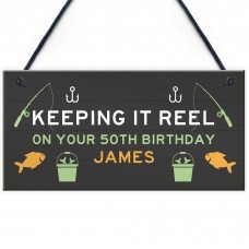 Personalised Funny Fishing Sign Birthday Gift For Men 40th 50th 