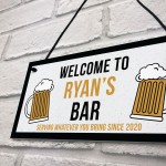 Novelty Hanging Bar Sign For Home Bar Man Cave PERSONALISED