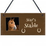 Personalised Photo Plaque For Horse Stables Hanging Door Sign