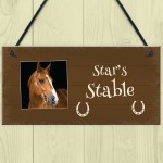 Personalised Photo Plaque For Horse Stables Hanging Door Sign