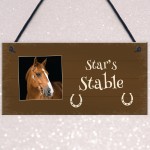 Personalised Photo Plaque For Horse Stables Hanging Door Sign