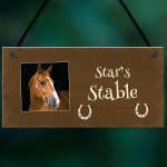 Personalised Photo Plaque For Horse Stables Hanging Door Sign