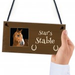 Personalised Photo Plaque For Horse Stables Hanging Door Sign