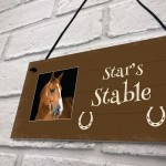 Personalised Photo Plaque For Horse Stables Hanging Door Sign