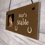 Personalised Photo Plaque For Horse Stables Hanging Door Sign
