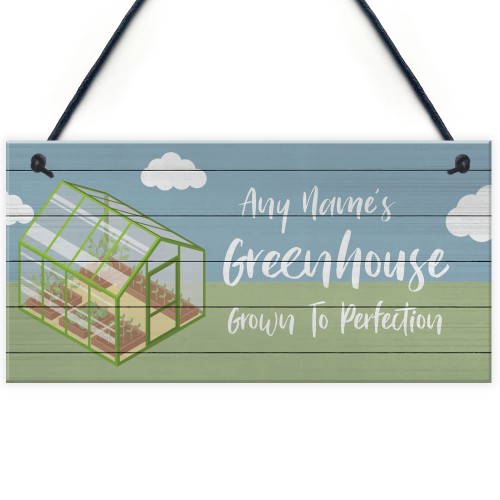 Quirky Greenhouse Sign PERSONALISED Hanging Garden Shed Sign