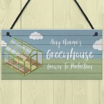 Quirky Greenhouse Sign PERSONALISED Hanging Garden Shed Sign