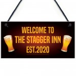 Personalised STAGGER INN Home Bar Sign Hanging Man Cave Sign