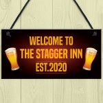 Personalised STAGGER INN Home Bar Sign Hanging Man Cave Sign