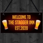 Personalised STAGGER INN Home Bar Sign Hanging Man Cave Sign