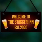 Personalised STAGGER INN Home Bar Sign Hanging Man Cave Sign
