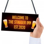 Personalised STAGGER INN Home Bar Sign Hanging Man Cave Sign