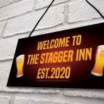 Personalised STAGGER INN Home Bar Sign Hanging Man Cave Sign