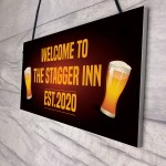 Personalised STAGGER INN Home Bar Sign Hanging Man Cave Sign