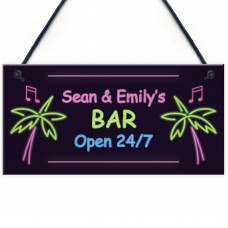 Novelty Neon Effect Bar Sign Open 24/7 PERSONALISED Sign