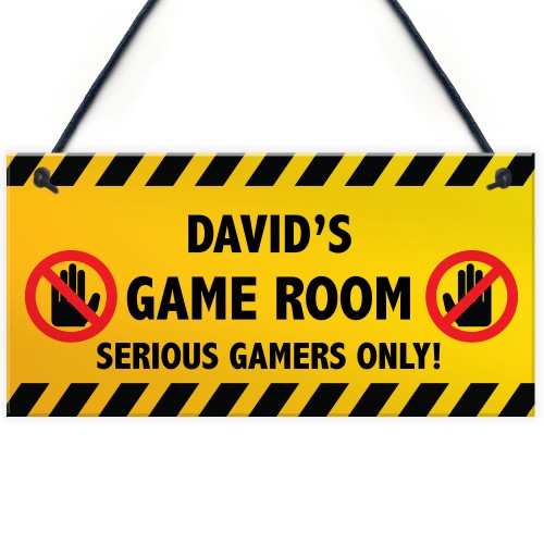 WARNING Sign For Games Room PERSONALISED Man Cave Room