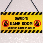 WARNING Sign For Games Room PERSONALISED Man Cave Room