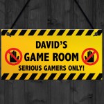 WARNING Sign For Games Room PERSONALISED Man Cave Room