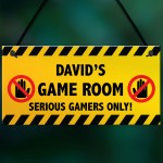 WARNING Sign For Games Room PERSONALISED Man Cave Room