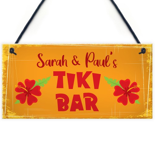 Novelty Tiki Bar Personalised Hanging Plaque Tropical Decor Gift