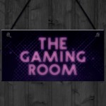 GAMING ROOM Sign Neon Effect Hanging Games Room Man Cave