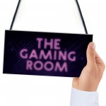 GAMING ROOM Sign Neon Effect Hanging Games Room Man Cave