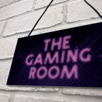 GAMING ROOM Sign Neon Effect Hanging Games Room Man Cave