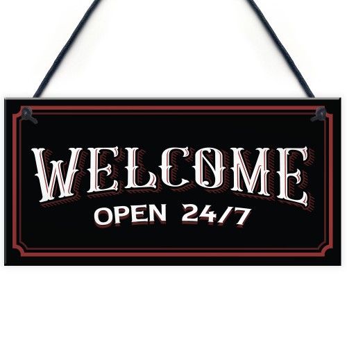 Bar Welcome Hanging Sign For Home Bar Man Cave Garden Decor