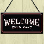 Bar Welcome Hanging Sign For Home Bar Man Cave Garden Decor