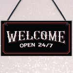 Bar Welcome Hanging Sign For Home Bar Man Cave Garden Decor