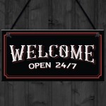 Bar Welcome Hanging Sign For Home Bar Man Cave Garden Decor