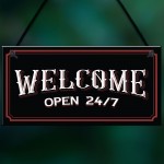 Bar Welcome Hanging Sign For Home Bar Man Cave Garden Decor