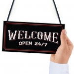 Bar Welcome Hanging Sign For Home Bar Man Cave Garden Decor