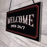 Bar Welcome Hanging Sign For Home Bar Man Cave Garden Decor