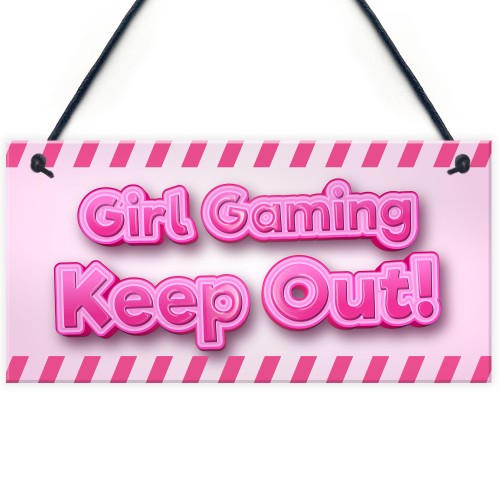 Pink Gaming Sign PERSONALISED Girls Bedroom Sign KEEP OUT