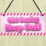 Pink Gaming Sign PERSONALISED Girls Bedroom Sign KEEP OUT