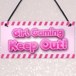Pink Gaming Sign PERSONALISED Girls Bedroom Sign KEEP OUT